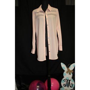 Guess /Bricelyn Slit Tunic /(Size Medium) Light Pink with sheer